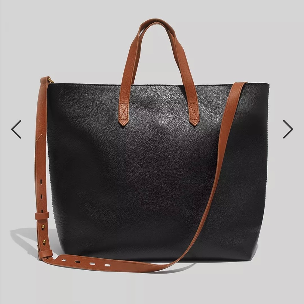 Madewell Zip-Top Transport Carryall, Leather Bag in True Black Brown